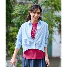 洗える ワンポイントロゴ刺繍シャツ