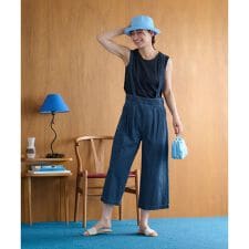 洗える サロペッドデニムパンツ