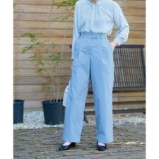 洗える ウエスト伸縮タックパンツ