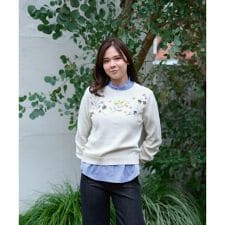洗える 花刺繍ニット