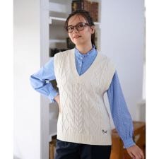 洗える アランニットベスト