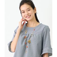 ガラス×ウッドモチーフネックレス