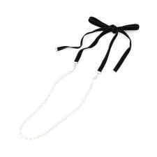 2WAY パール調とベロア切替のネックレス【セレモニー】