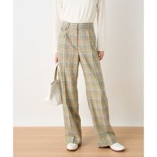 後ろウエストゴム のびのびチェックパンツ【LINEA ESSE】