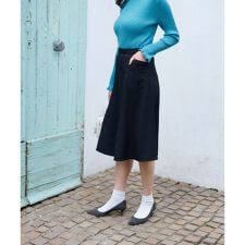 後ろウエストゴム フレアスカート【セットアップ】