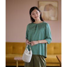 洗える ジオメトリックプリントMIX切替プルオーバー【セットアップ】