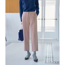 【あったか】洗える 裏起毛後ろウエスト伸縮クロップドパンツ【CoC by CARA O CRUZ】