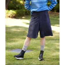 洗える 後ろウエストゴム のびのびコーデュロイのハーフパンツ