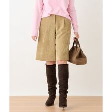 洗える 後ろウエストゴム のびのびコーデュロイのハーフパンツ