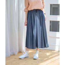 洗える スカート見えウエストゴムワイドパンツ