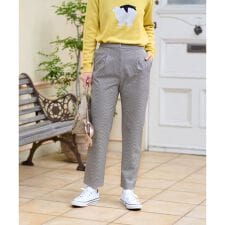 【あったか】洗える裏起毛ミニ千鳥格子パンツ