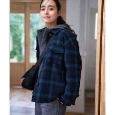 チェック柄中わたジャケット