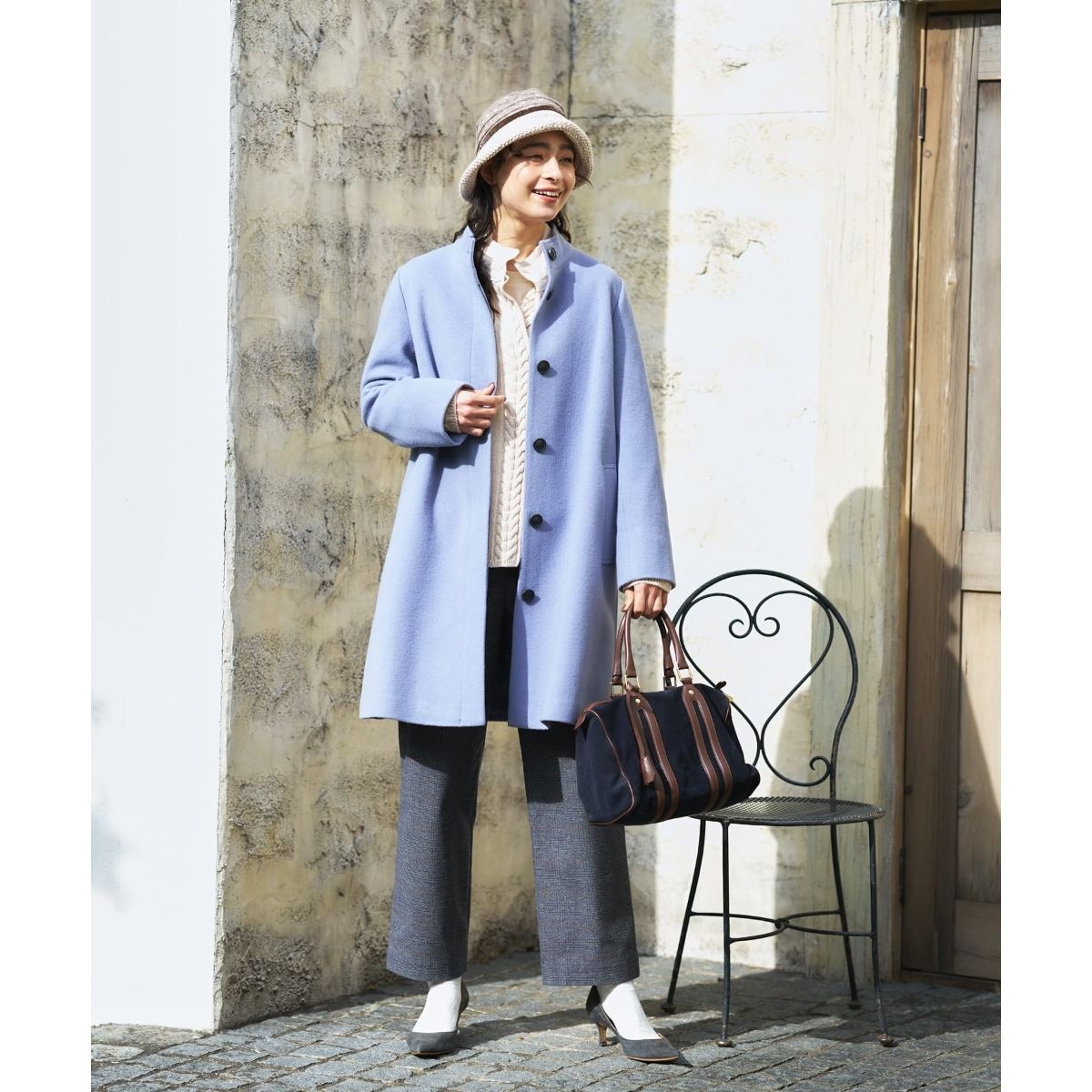 リバーオープンカラーミドル丈コート | スピック＆スパン(Spick and