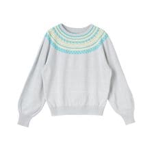 フローラル柄クルーネックニット