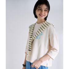 肩掛けカーデ風 ボーダー変形ストール