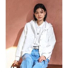 フラワーレース切替 フーデッドブルゾン