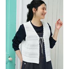 透かし編みVネックニットベスト