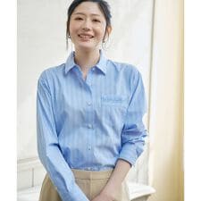 刺繍ストライプブラウス