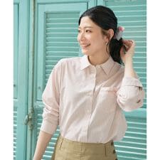 刺繍ストライプブラウス