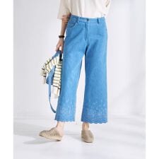 裾スカラップクロップドデニム