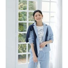 洗える シアサッカーパイピングジャケット