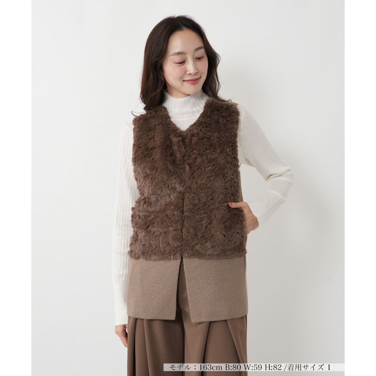 R-ISM人気アイテム・洗える】ストレッチニットロングニットジレ