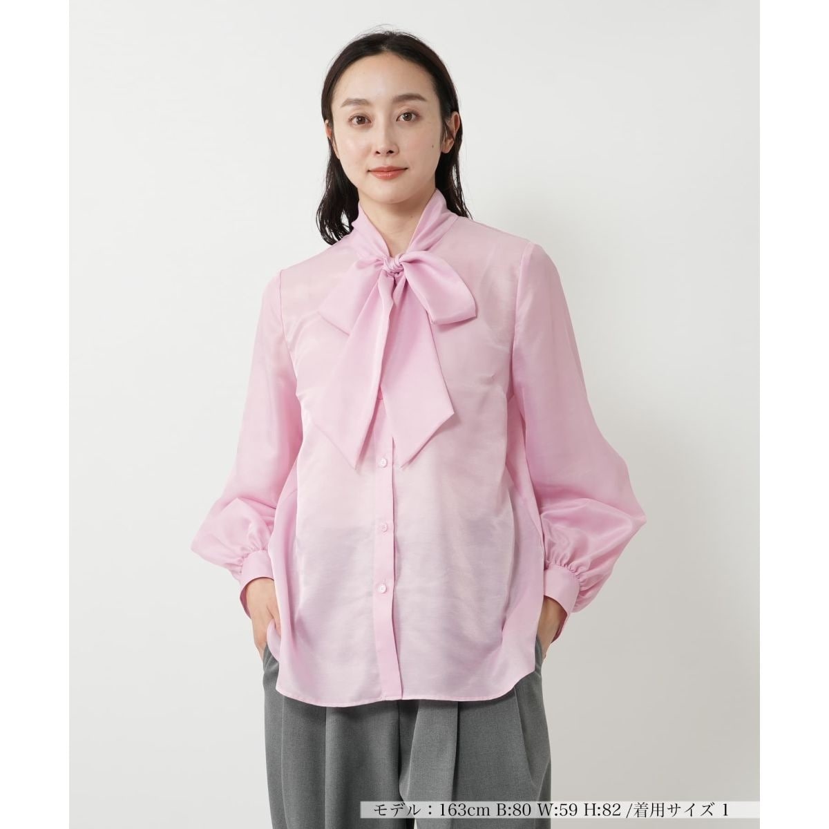 ボウタイ付ウォーターアートフラワーブラウス | クリスチャンオ