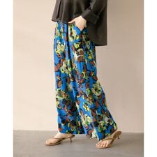 【大草直子さん×NEMIKA】フラワー柄パンツ/ブルー