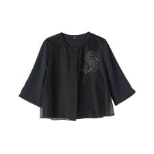 ストレッチバックサテンローズ刺繍ジャケット