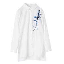 綿ブロードリーフ柄ブラウス