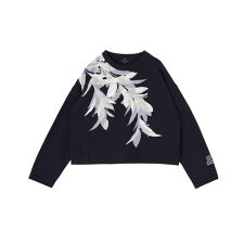 インターシャ リーフ柄ニット