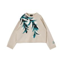 インターシャ リーフ柄ニット