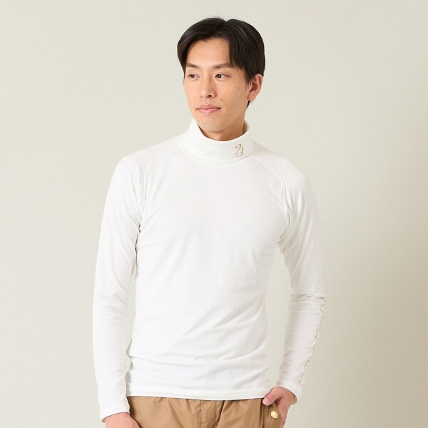【ホワイト】アドエルムニュージャージ長袖ハイネックシャツ <AddElm> (MENS) PING（ピン） アパレル ゴルフウェア 長袖 ハーフジップ ハイネック