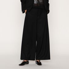 ウールギャバジン サイドタックワイドパンツ