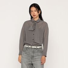 シアーグレンチェックボイル ボウタイシャツ