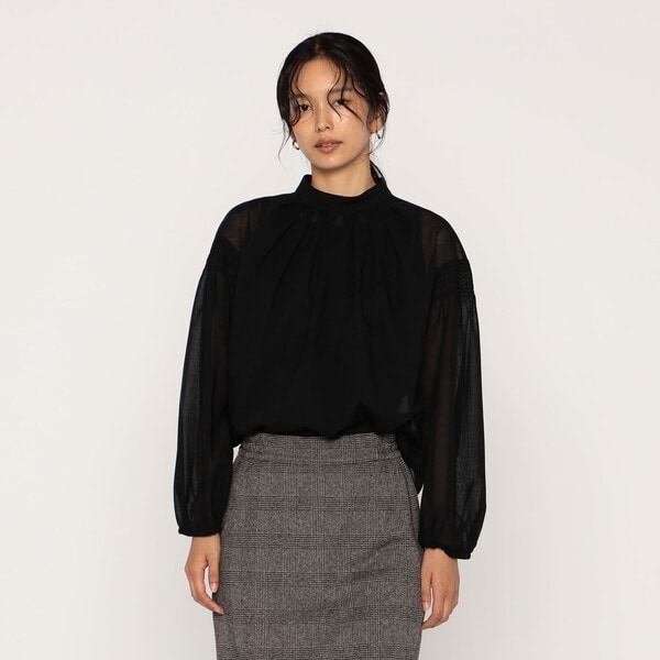 メゾンプラチナ（Maison Platinum）/ウールボイル スタンドカラ?タックブラウス ウールボイル スタンドカラ―タックブラウス | メゾンプラチナ(Maison