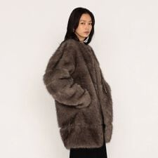 フェイクファー ノーカラーミドルレングスコート