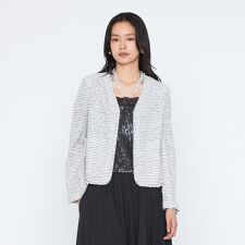 ファンシーニットツイード チェーン 刺繍ジャケット