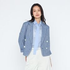 デニム調シャンブレーツイル ショートジャケット