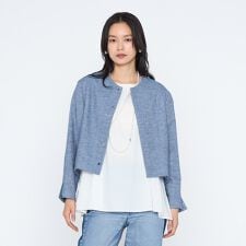 デニム調シャンブレーツイル  ブルゾン