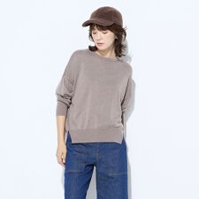 天竺編 ロゴ入りニットプルオーバー