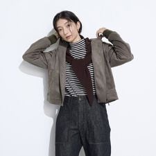 ダンボールスエード調 パーカブルゾン