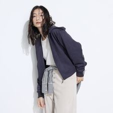 〔 +サイズ 〕ダンボールスエード調 パーカブルゾン