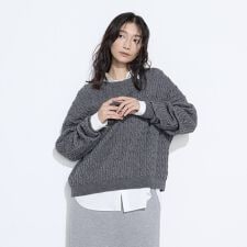 〔 +サイズ 〕ケーブル編 ニットプルオーバー