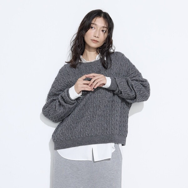 【NEW】コムサワードローブ（COMME CA Wardrobe）/〔 +サイズ 〕ケーブル編 ニットプルオーバー ケーブル編 ニットプルオーバー | コムサワードローブ(COMME CA