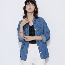 〔 +サイズ 〕 テンセル/リネンデニム シャツ