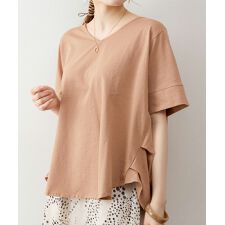 脇タックVネック半袖カットソー
