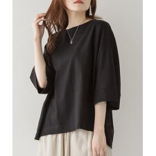 ボートネック7分袖ドルマンTシャツ