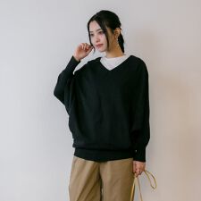 ジャングルジャロピー(JUNGLE JALOPY)のVネック ドルマン 綿 ニット プルオーバー