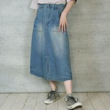 9.5OZ ストレッチ デニム ベイカー スカート